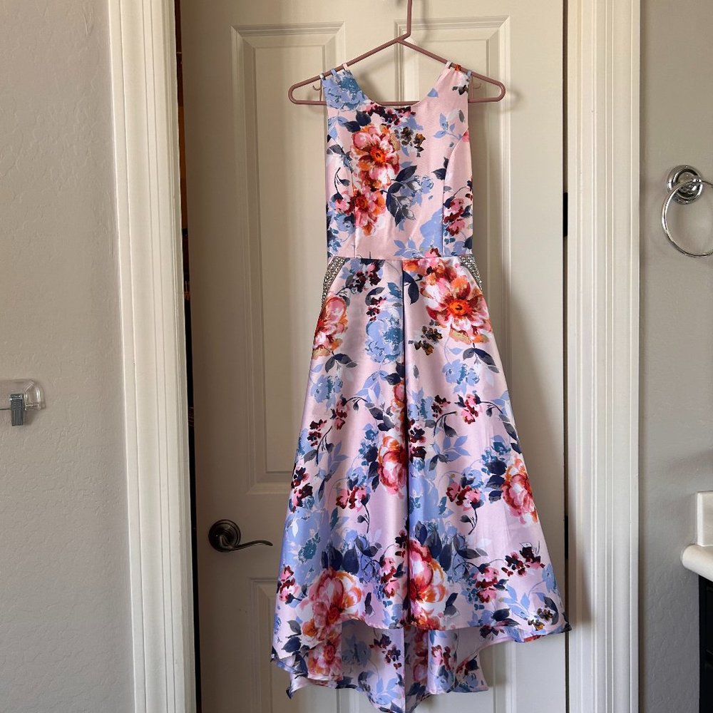 Girls size 16 Xtraordinary floral high lo strappy back dress
